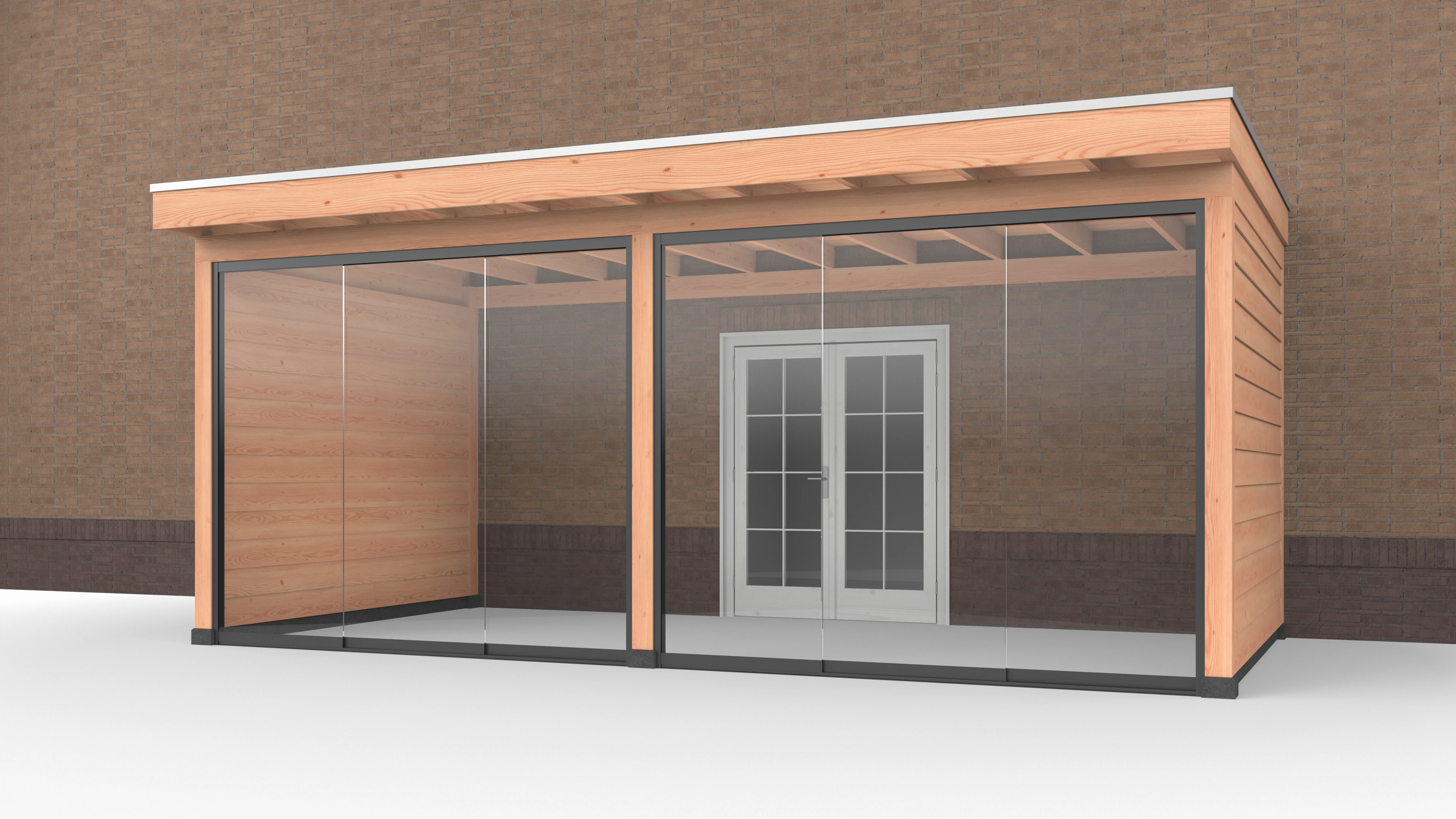 Douglas Buitenverblijf aan huis, 600 x 300, met twee zijwanden en glazen schuifwand, Westwood - Afbeelding 1